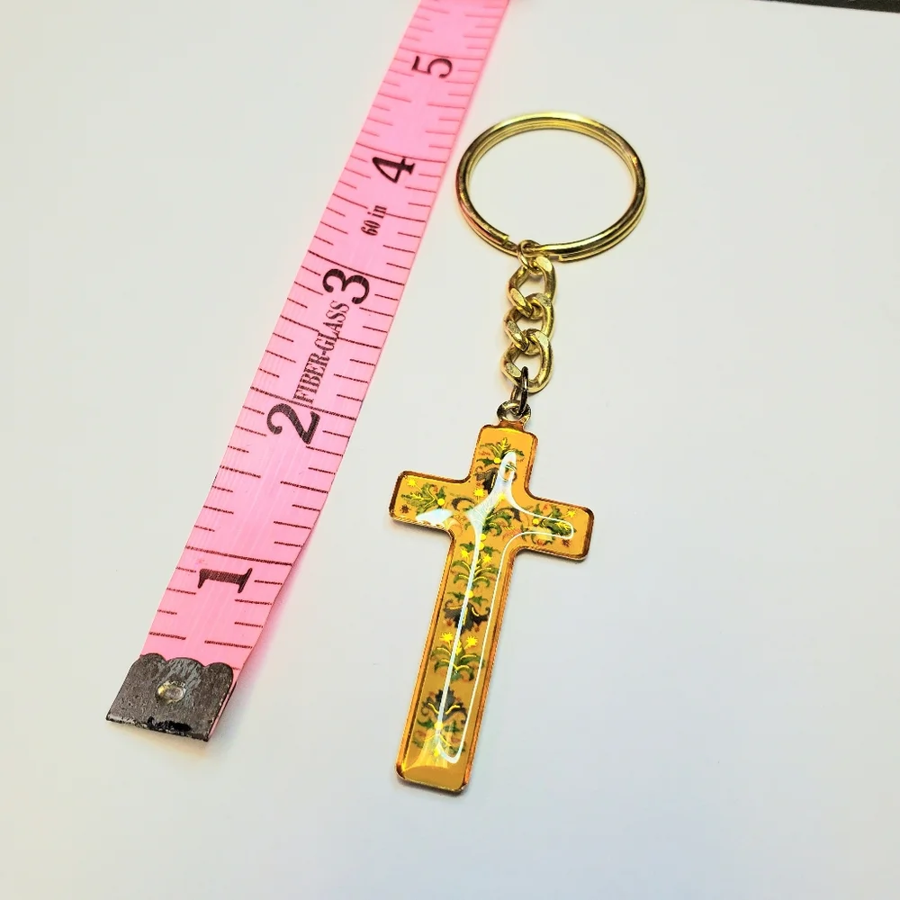 Floral cross keychain